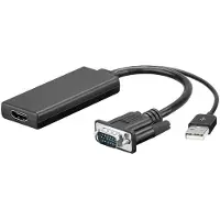 Goobay VGA auf HDMI Adapter (15-Polig, USB 2.0/Typ A, Full HD, 0.1m, Schwarz)
