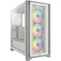 Corsair iCUE 4000X RGB, Midi Tower, PC, Weiß, ATX, EATX, micro ATX, Mini-ITX, Kunststoff, Stahl, Gehärtetes Glas, Gaming