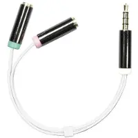 Deltaco AUD-207, 3.5mm, M?nnlich, 2 x 3.5mm, Weiblich, 0,1 m, Wei?