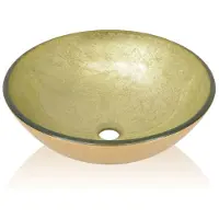 vidaXL Waschbecken Hartglas 42 cm Gold