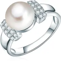 Valero Pearls Perlen-Ring Sterling Silber Zirkonia Süßwasser-Zuchtperle in silber | Gr.: 56