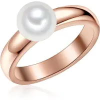 Valero Pearls Ring Sterling Silber Süßwasser-Zuchtperle in roségold | Gr.: 54