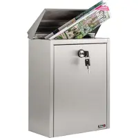 Allux Briefkasten 200, silber, aus Edelstahl, mit Zylinderschloss, Wandbriefkasten, 39 x 28 cm