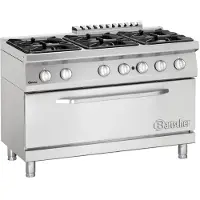 Bartscher Gasherd 6 Brenner Unterbau Gas-Backofen B 1200 T 700 H 850