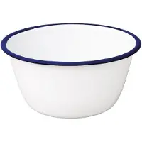 Olympia 6 Stück emaillierte Dessertschalen weiß-blau 7,5cm. 6 Stück, 7,5 x 15,5(Ø)cm