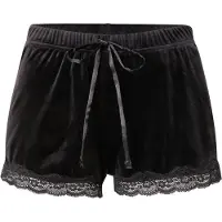 Hunkemoller Shorts aus Velours mit Spitze Schwarz