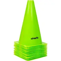 VirtuFit Markierungskegel Set 23 cm 12 Stück aus PE Kunststoff Grün