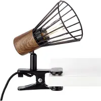 Brilliant Klemmleuchte Manama | moderne Klemmleuchte | Metall/Kunststoff | holz dunkel/schwarz | Kopf schwenkbar | 1x E14 max. 28 W