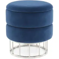 Hearthome & Living | Hocker Sero Samt blau Samt 37.5x41x37.5 cm | NADUVI
