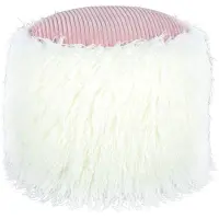 Kayoom Fellpouf Bobtail 100 Wei§ / Rosa