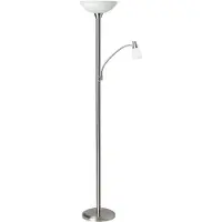 Brilliant LED Deckenfluter Lucy | Standleuchte mit Lesearm | eisen | Metall/Glas | 180 cm | 1x E27 max. 5 W | 1x E14 max. 3 W