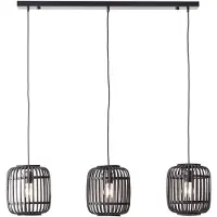 Brilliant Pendelleuchte, 3-flammig Woodrow schwarz IP20 E27 60 Watt dimmbar g. f. Normallampe