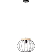 Brilliant Sorana Pendelleuchte 1flg schwarz/holzfarbend