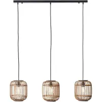 Brilliant Pendelleuchte Woodrow | Hängeleuchte im Naturstyle | 125 cm | Metall/Rattan | Hellbraun | 3x E27 max. 60 W