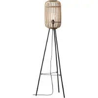 Brilliant Stehleuchte Woodrow | dekorative Standleuchte mit Naturmaterial | schwarz hellbraun | Metall Bambus | 1x E27 ma. 60 W | IP20