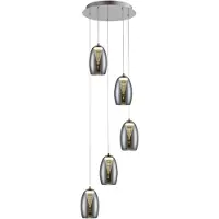 Brilliant LED Pendelleuchte Metropolis in Schwarz-transparent und Chrom 5x 5,2W 2300lm