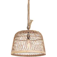 QAZQA Smarte ländliche Hängelampe Rattan inkl. Wifi G125 Lichtquelle - Calamus