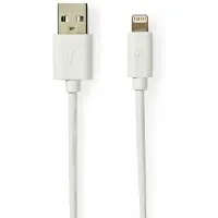 Nedis Lightning Kabel - USB 2.0 - Apple Lightning 8-Pin - USB-A Stecker - 480 Mbps - Vergoldet - 2.00 m - Rund - PVC - Grau / Weiss - Box
