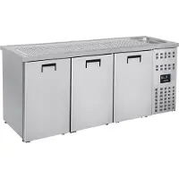 CombiSteel Biertheke BRAUBAR | 3x Türen & Einzelspülbecken rechts | HxBxT 95x210x70cm | +2/+8°C | Edelstahl | + Geschirrtuch