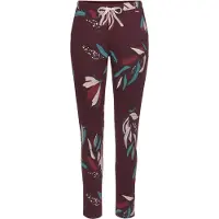s.Oliver Pyjamahose , Damen, Gr. 32/34, N-Gr, rot (bordeaux, geblümt), Single Jersey, Obermaterial: 50% Baumwolle, 50% Viskose, geblümt, schmal knöchellang, Hosen Pyjamahose, mit Allover-Druck