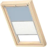 Velux Vorteils-Set Verdunkelungsrollo uni himmelblau und Faltstore Plissee weiß manuell Rahmen aluminium DFD P08 4576S