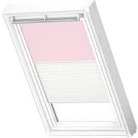 Velux Vorteils-Set Verdunkelungsrollo Kids Rosa Sterne und Faltstore Plissee weiß manuell Rahmen weiß DFD S06 4659SWL