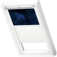 Velux Vorteils-Set Verdunkelungsrollo Kids Universum und Faltstore Plissee weiß manuell Rahmen weiß DFD UK04 4653SWL