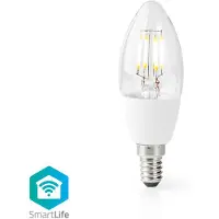 Nedis SmartLife LED Filament Lampe - Wi-Fi - E14 - 400 lm - 5 W - Warmweiss - 2700 - Glas - Android / IOS - Kerze - 1 Stück