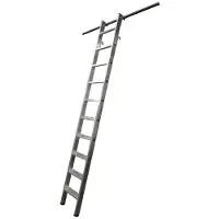Krause Regalleiter, Aluminium, mit 2 Paar Einhängehaken/Aufbewahrungshaken, 12 Stufen
