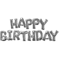 Amscan Folienballons Happy Birthday silber 2 teilig