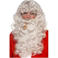 Smiffys Santa Claus Kit mit Perücke, Bart, Brille und Pfeife