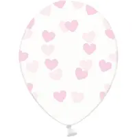 Party Deco Balloons 30cm, Hearts, Crystal Clear (1 pkt / 6 pc.)