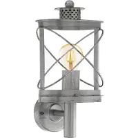 Eglo Außen-Wandlampe Hilburn 1, 1 flammige Außenleuchte, Wandleuchte aus verzinktem Stahl und Kunststoff, Farbe: Silber-antik, Fassung: E27, IP44