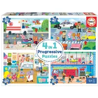 Educa 18903 Alltagshelden 4in1 Kinderpuzzle mit 20 40 60 und 80 Teilen