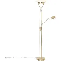 QAZQA Stehleuchte Messing inkl LED und Dimmer mit Leselampe Empoli