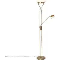 QAZQA Bronzene Stehleuchte inkl. LED und Dimmer mit Leselampe - Empoli