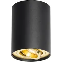 QAZQA - Modern Deckenstrahler schwarz mit Gold I Messing dreh- und schwenkbar - Rondoo up I Wohnzimmer I Schlafzimmer - Aluminium Zylinder - LED geeignet GU10