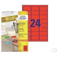 Avery Wiederablösbare Farbige Etiketten 63.5 x 33.9 mm 480 Stück rot