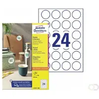 Avery Etiketten L3415-100, A4, universell, permanenthaftend, druckergeeignet, FSC-Papier, rund, Ø 40 mm, weiß, 2400 Stück auf 100 Bogen