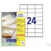 Avery Zweckform Etiketten AVERY : Zweckform, für Druckertyp Inkjet/Laser, rechteckig, nachhaltig, A4 Format, Papier, naturweiß, 2400 Etiketten, B 70 x H 36 mm