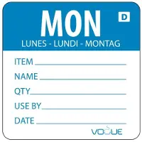 Vogue auflösbare Etiketten Montag blau