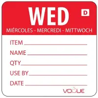 Vogue auflösbare Etiketten Mittwoch rot