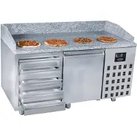 CombiSteel Pizzakühltisch - Pizzatisch mit 1 Tür und 5 Schubladen - 1,55 x 0,8 m