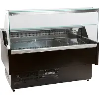 CombiSteel Kühltheke LUMGO | 2x Hintertür, Zwischenglas, Nachtabdeckung, LED | HxBxT 128x158,4x109,5cm | +1/+10°C | Schwarz/Edelstahl | + Geschirrtuch