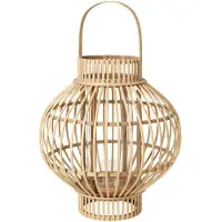 Fyrklövern Globus Laterne Bambus / Glas-Ø36XH40CM