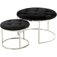 Hearthome & Living | Set mit 2 Poufs Becky Schwarz Polyester 60x41x60 cm | NADUVI