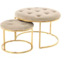 Hearthome & Living | Set mit 2 Poufs Becky Braun Polyester 60x41x60 cm | NADUVI