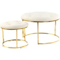 Hearthome & Living | Set mit 2 Poufs Becky Beige Polyester 60x41x60 cm | NADUVI