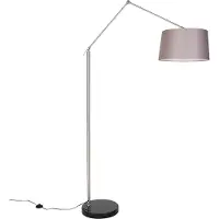 QAZQA Moderne Stehleuchte Stahl Leinenschirm Dunkelgrau 45 cm EdiTor