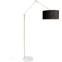 QAZQA Moderne Stehlampe Gold Veloursschirm Schwarz 50 cm EdiTor
